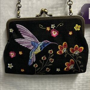 Clutch purse with Hummingbird Design. 2 straps included.